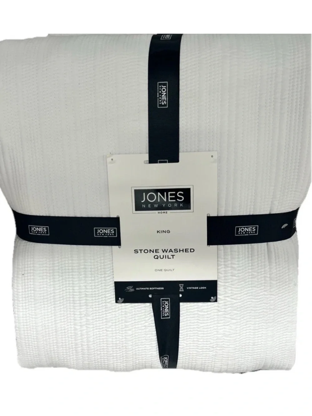 Jones New York King Stone Washed Quilt 104”x90” Ultimate Softness Vintage Look